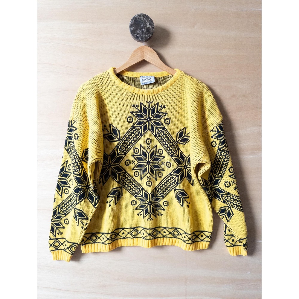 Vtg Yellow and Black Renaissance sweater